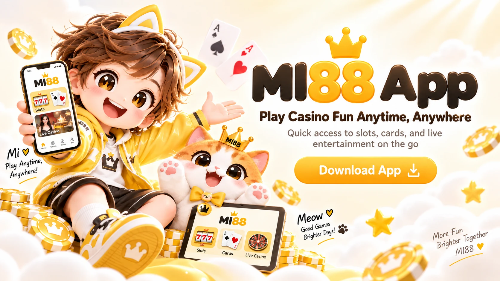 MI88 App banner showing mobile casino access