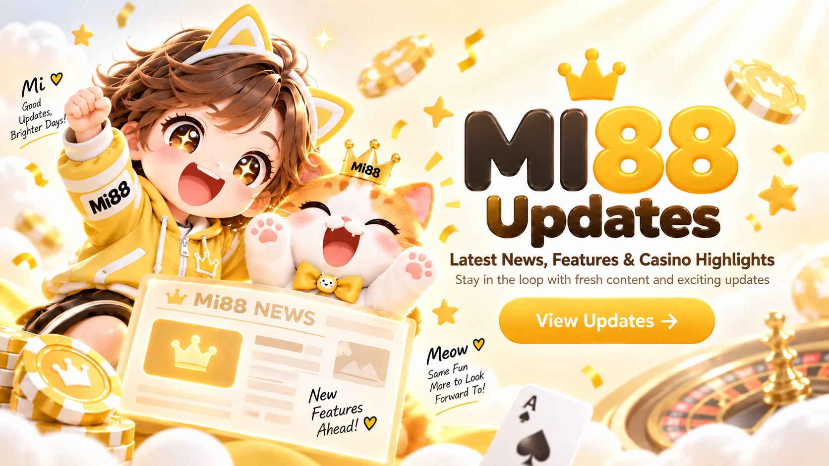 MI88 Updates banner with news and feature highlights
